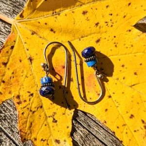 Vintage sterling silver, turquoise and lapis lazuli earrings, Sundance